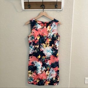 Worthington Navy/Coral Floral Shift Dress - Size S